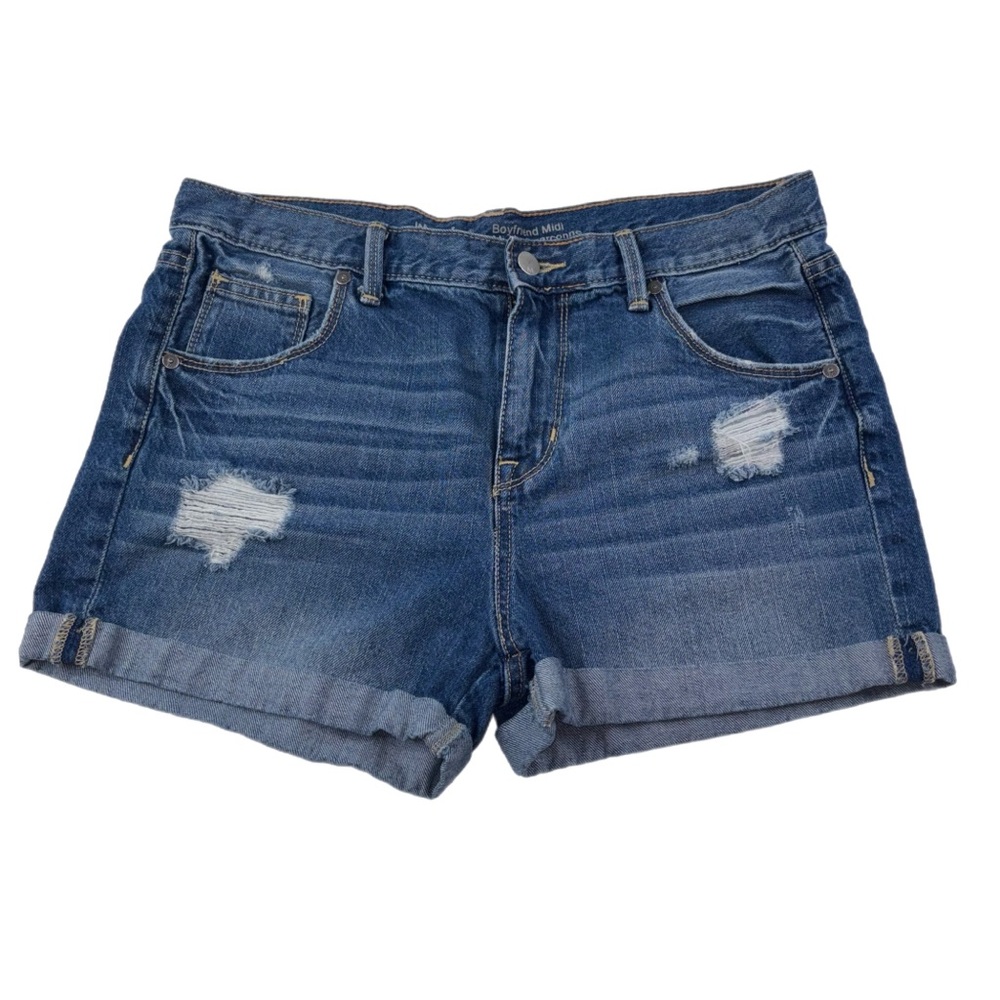Mossimo Supply Co. Distressed Boyfriend Midi Blue Jean Shorts